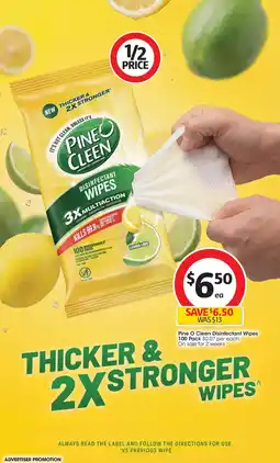 Coles Pine O Cleen Disinfectant Wipes offer