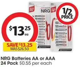 Coles NRG Batteries AA or AAA offer