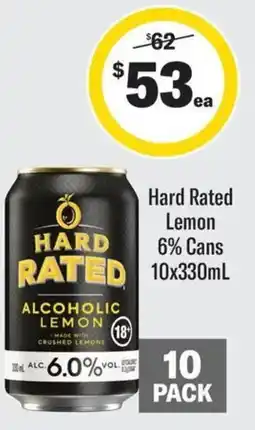 Coles Hard Rated Lemon 6% Cans offer
