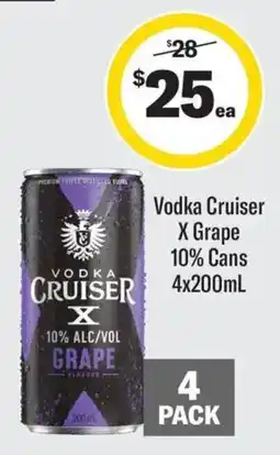 Coles Vodka Cruiser X Grape 10% Cans offer