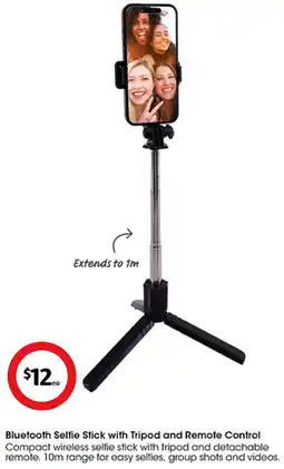 Coles Bluetooth Selfie Stick with Tripod and Remote Control offer
