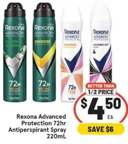 IGA Rexona Advanced Protection 72hr Antiperspirant Spray offer
