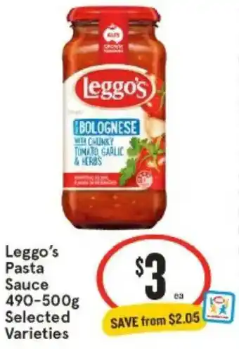 IGA Leggo's Pasta Sauce offer