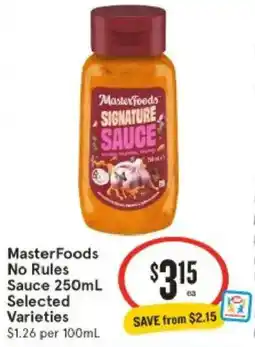 IGA MasterFoods No Rules Sauce offer