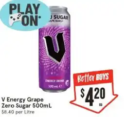 IGA V Energy Grape Zero Sugar offer