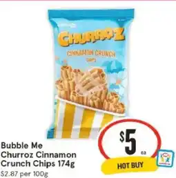 IGA Bubble Me Churroz Cinnamon Crunch Chips offer