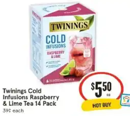 IGA Twinings Cold Infusions Raspberry & Lime Tea offer