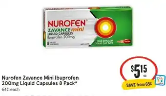 IGA Nurofen Zavance Mini Ibuprofen Liquid Capsules offer