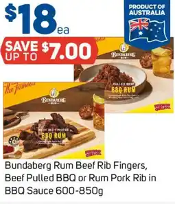 Foodland Bundaberg Rum Beef Rib Fingers, Beef Pulled BBQ or Rum Pork Rib in BBQ Sauce offer
