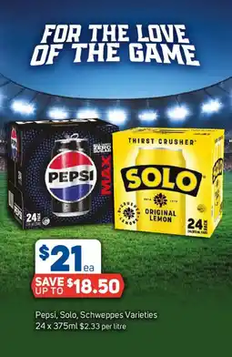 Foodland Pepsi Solo Schweppes Varieties offer
