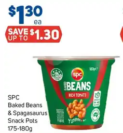 Foodland SPC Baked Beans & Spagasaurus Snack Pots offer