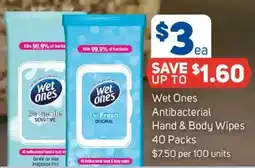 Foodland Wet Ones Antibacterial Hand & Body Wipes offer
