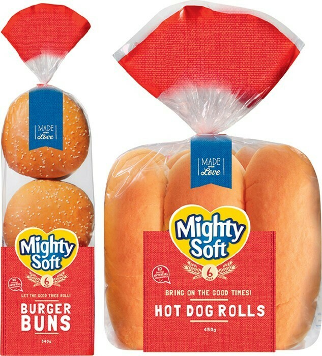 Mighty Soft Hot Dog Rolls or Burger Buns 6 Pack offer at IGA