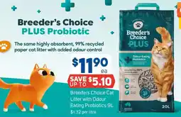 Foodland Breeders Choice Cat Litter with Odour Eating Probiotics offer