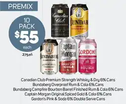 Foodland Canadian Club Premium Strength Whisky & Dry 6% Cans Bundaberg Overproof Rum & Cola 6% Cans offer