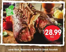 Spudshed Lamb Rack Rosemary & Mint Or Greek Souvlaki offer