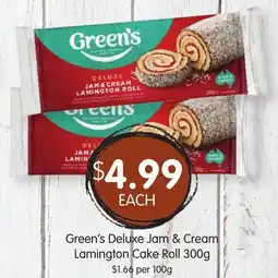 Spudshed Greens Deluxe Jam & Cream Lamington Cake Roll offer