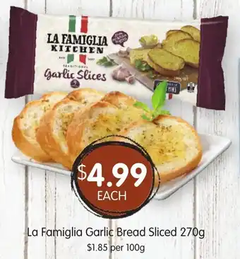 Spudshed La Famiglia Garlic Bread Sliced offer