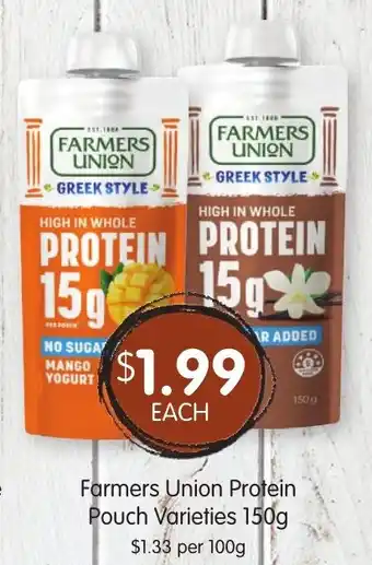 Spudshed Farmers Union Protein Pouch Varieties offer