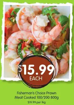 Spudshed Fishermans Choice Prawn Meat Cooked 100/200 offer