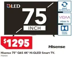 Harvey Norman Hisense 75 q6s 4k hi qled smart tv offer