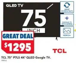 Harvey Norman Tcl 75 p7ls 4k qled google tv offer