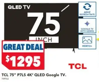 Harvey Norman Tcl 75 p7ls 4k qled google tv offer