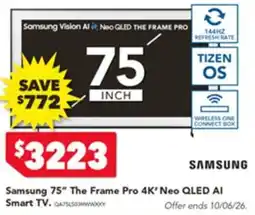 Harvey Norman Samsung 75 the frame pro 4k neo qled ai smart tv offer