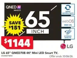 Harvey Norman Lg 65 qned70b 4k mini led smart tv offer