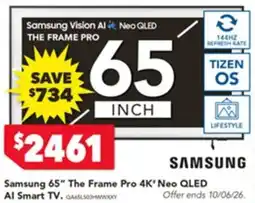 Harvey Norman Samsung 65 the frame pro 4k neo qled al smart tv offer
