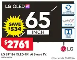 Harvey Norman Lg 65 b6 oled 4k al smart tv offer