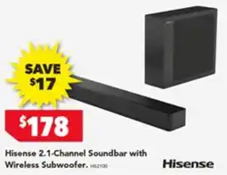 Harvey Norman Hisense 2.1 Channel Soundbar with Wireless Subwoofer offer