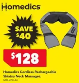 Harvey Norman Homedics Cordless Rechargeable Shiatsu Neck Massager offer