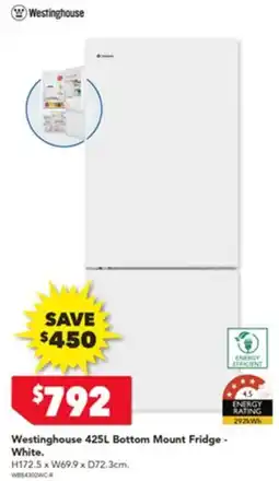Harvey Norman Westinghouse Bottom Mount Fridge - White offer