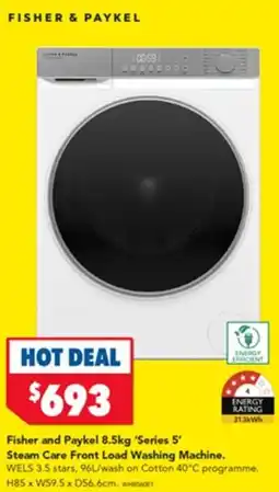 Harvey Norman Fisher and Paykel Series 5 Steam Care Front Load Washing Machine offer