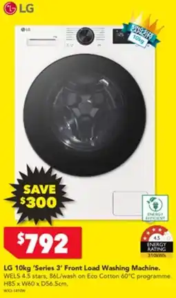 Harvey Norman Lg series 3 front load washing machine offer