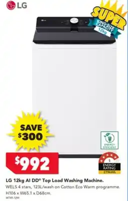 Harvey Norman Lg 12kg al dd top load washing machine offer