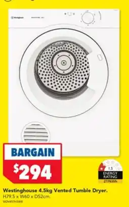 Harvey Norman Westinghouse Vented Tumble Dryer offer