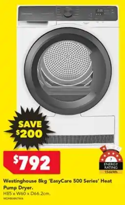 Harvey Norman Westinghouse EasyCare 500 Series Heat Pump Dryer offer