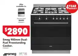 Harvey Norman Smeg 900mm Dual Fuel Freestanding Cooker offer