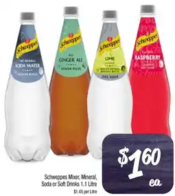 Foodworks Schweppes Mixer Mineral Soda or Soft Drinks offer