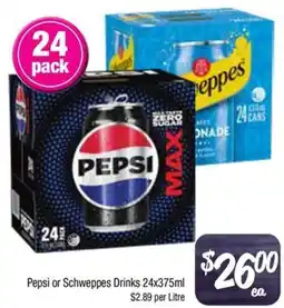 Foodworks Pepsi or Schweppes Drinks offer