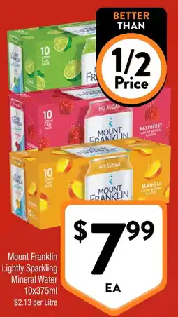 Foodworks Mount Franklin Lightly Sparkling Mineral Water offer