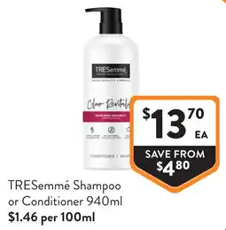 Foodworks Tresemmé shampoo or conditioner offer