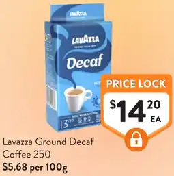 Foodworks Lavazza Ground Decaf Coffee 250 offer