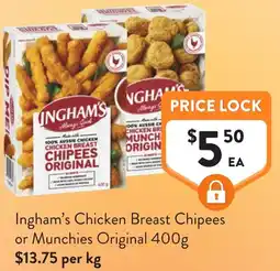 Foodworks Inghams Chicken Breast Chipees or Munchies Original offer