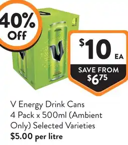 Foodworks V Energy Drink Cans offer