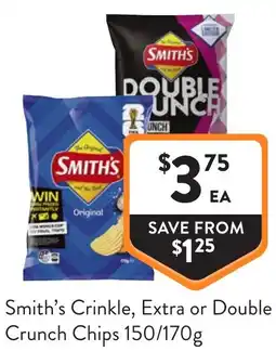 Foodworks Smiths Crinkle Extra or Double Crunch Chips offer