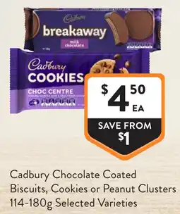 Foodworks Cadbury Chocolate Coated Biscuits Cookies or Peanut Clusters offer