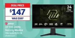 Officeworks Msi 24 FHD 240Hz Gaming Monitor offer